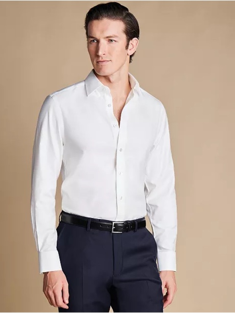 Charles Tyrwhitt Slim Fit White Men's Dress Shirt - Tailored Cotton Blend